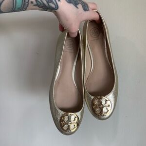 Tory Burch metallic gold claire ballet flats